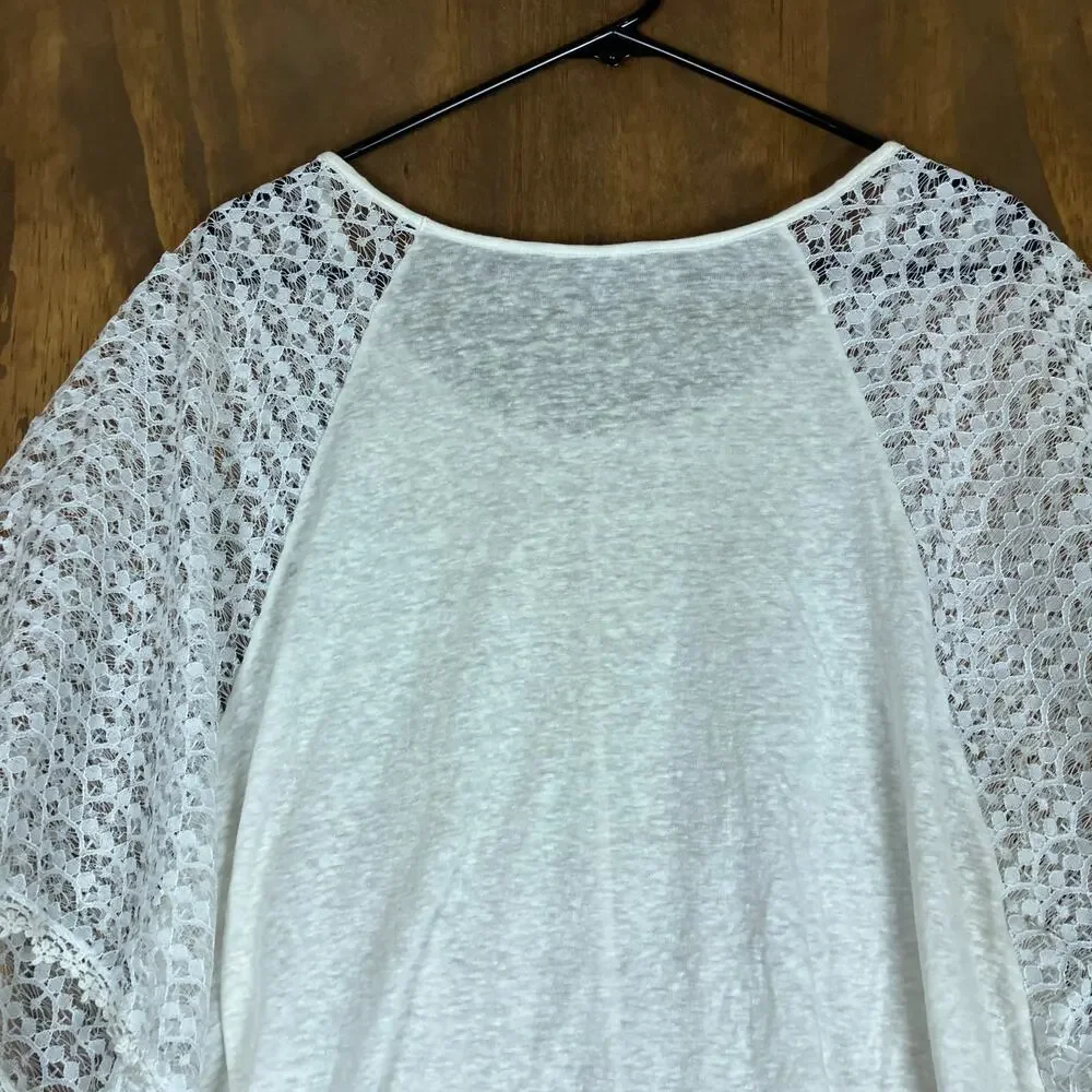 Victoria's Secret Womens Shirt White Lace Cape Scoop Neck Semi Sheer Large - Picture 11 of 14